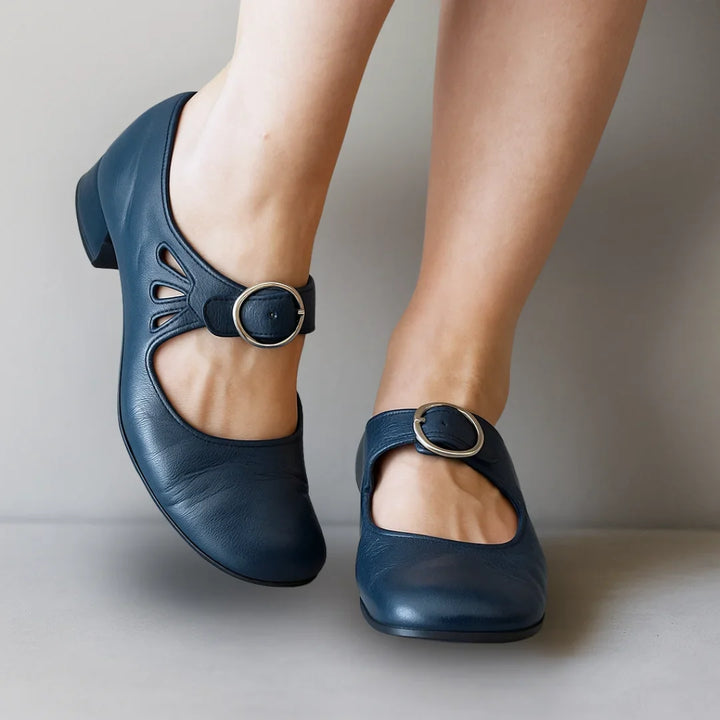 Women's Vegan Leather Mary Jane Shoes with Cut-Outs