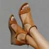 Vegan Leather Wedge Sandals with T-Strap