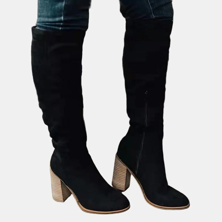 Over-the-Knee Block Heel Stretch Boots