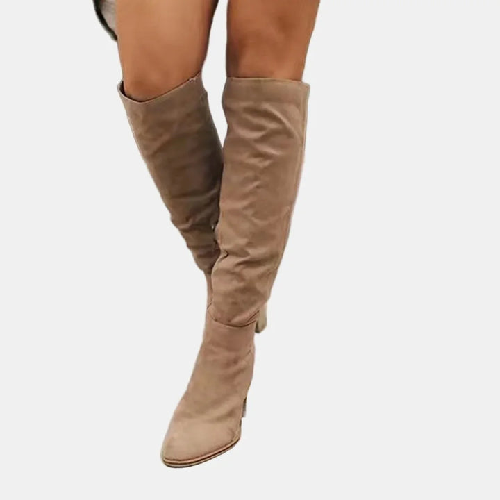 Over-the-Knee Block Heel Stretch Boots
