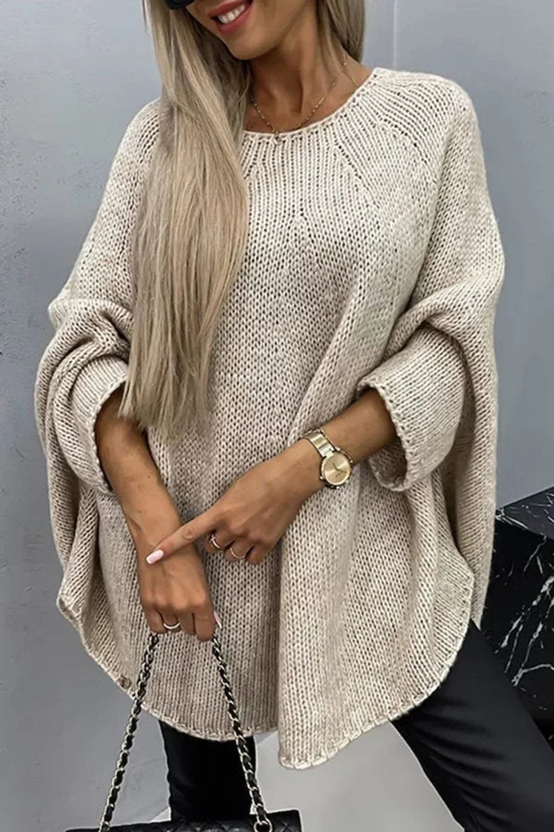 Oversized Batwing Sleeve Crewneck Sweater