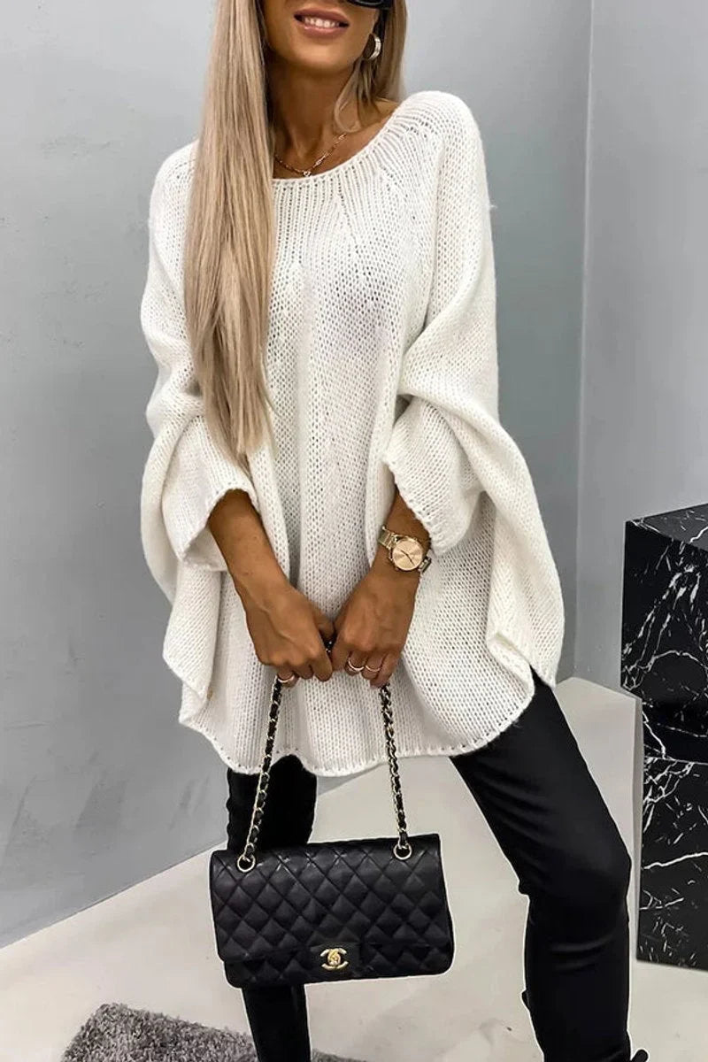 Oversized Batwing Sleeve Crewneck Sweater