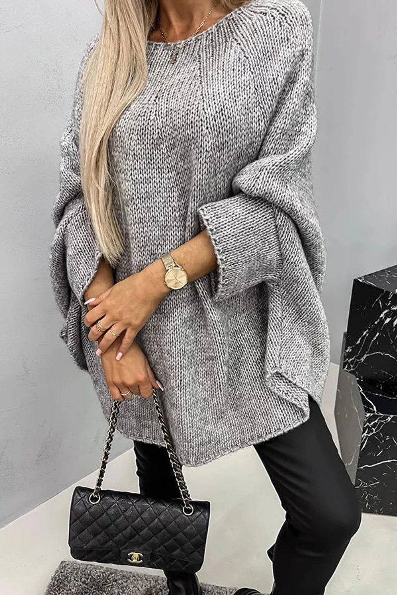 Oversized Batwing Sleeve Crewneck Sweater