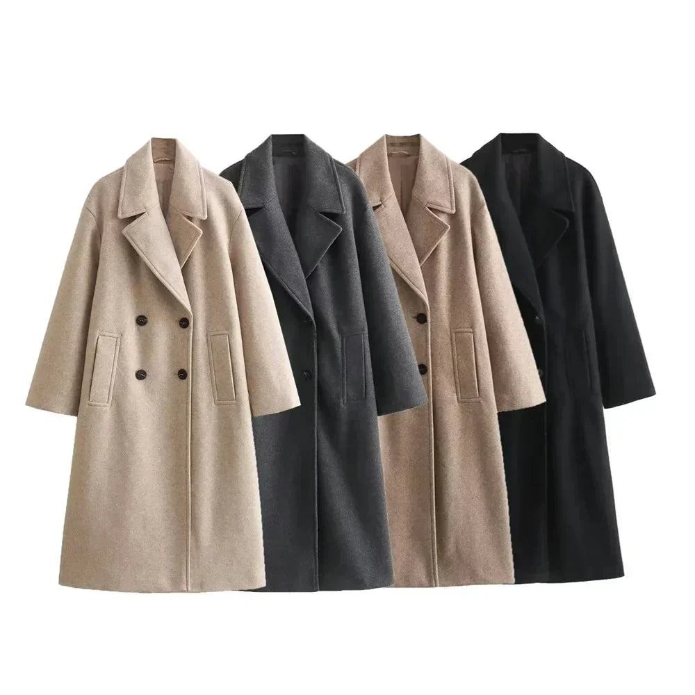 Oversized Double-Breasted Wool Coat