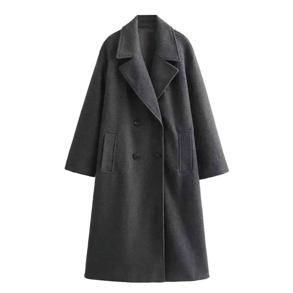 Oversized Double-Breasted Wool Coat