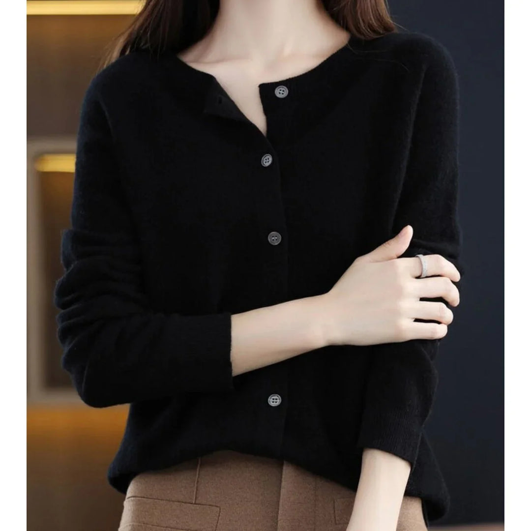 Oversized Merino Wool Button-Front Cardigan