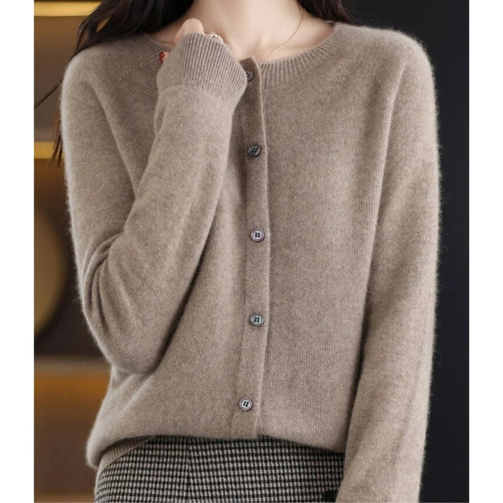 Oversized Merino Wool Button-Front Cardigan