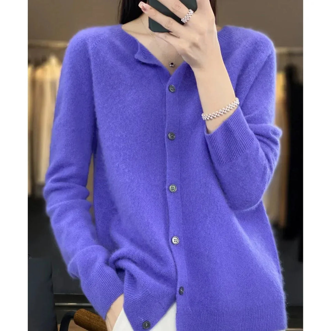 Oversized Merino Wool Button-Front Cardigan