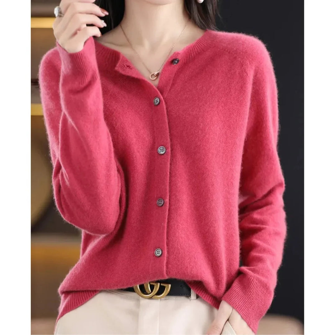 Oversized Merino Wool Button-Front Cardigan