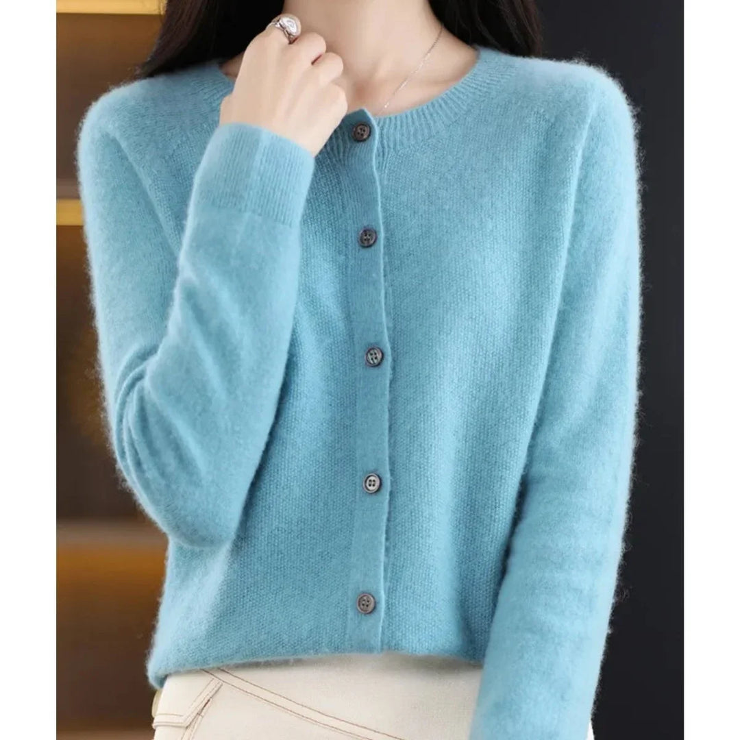 Oversized Merino Wool Button-Front Cardigan