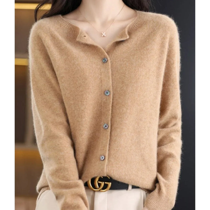 Oversized Merino Wool Button-Front Cardigan