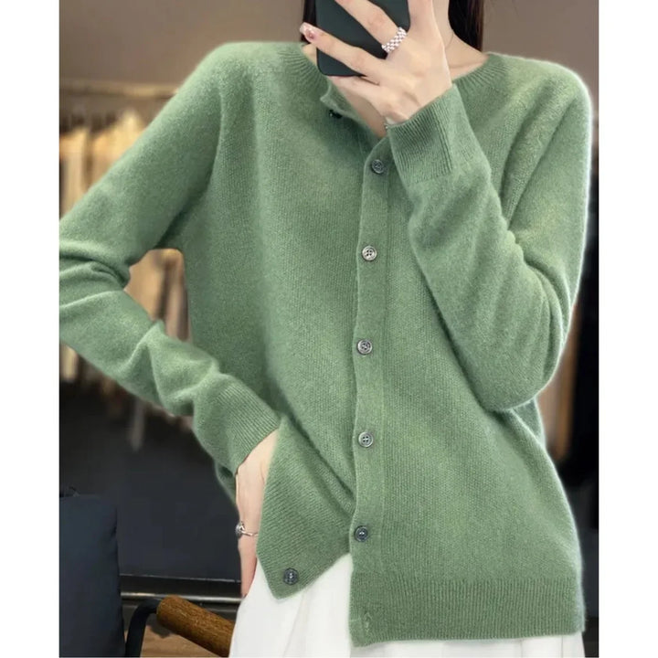 Oversized Merino Wool Button-Front Cardigan