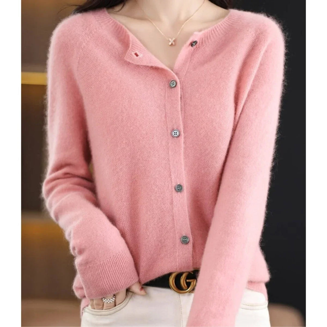 Oversized Merino Wool Button-Front Cardigan