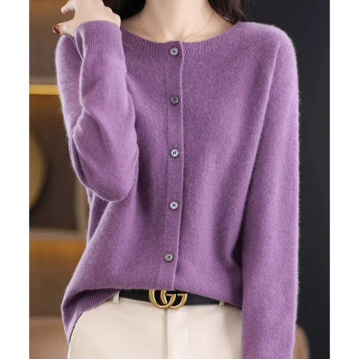 Oversized Merino Wool Button-Front Cardigan