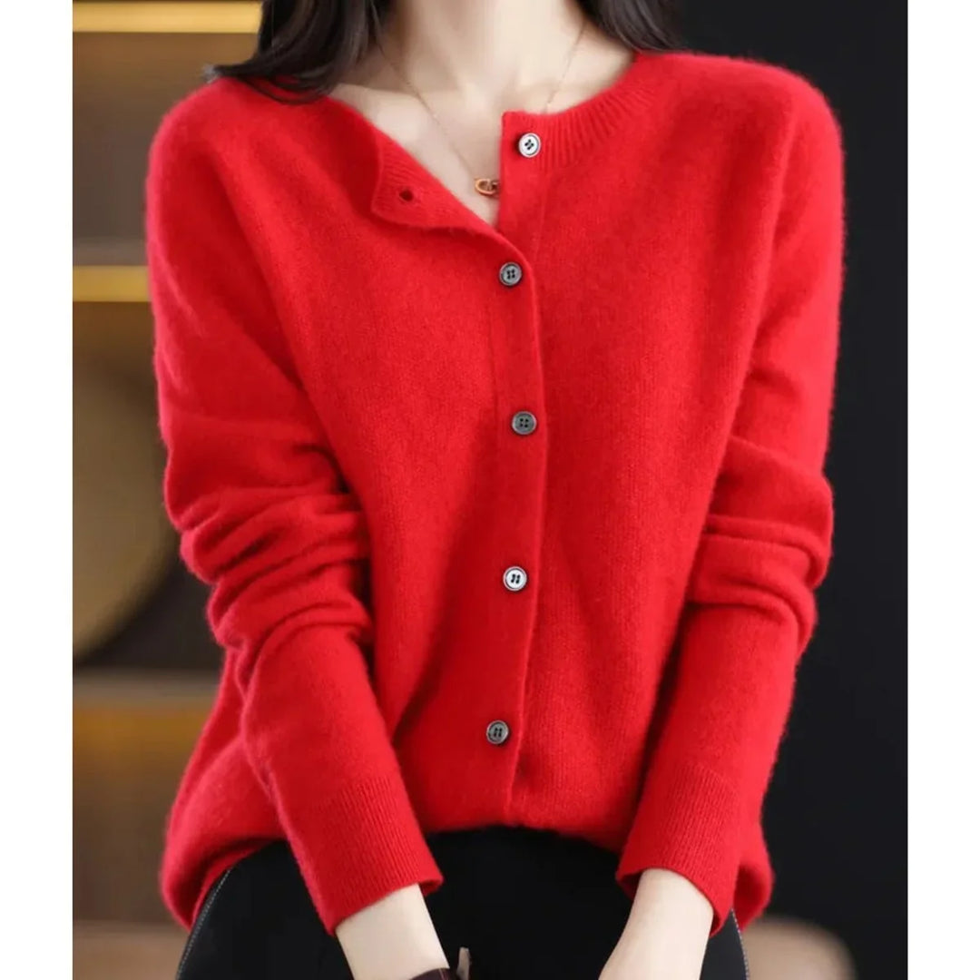 Oversized Merino Wool Button-Front Cardigan