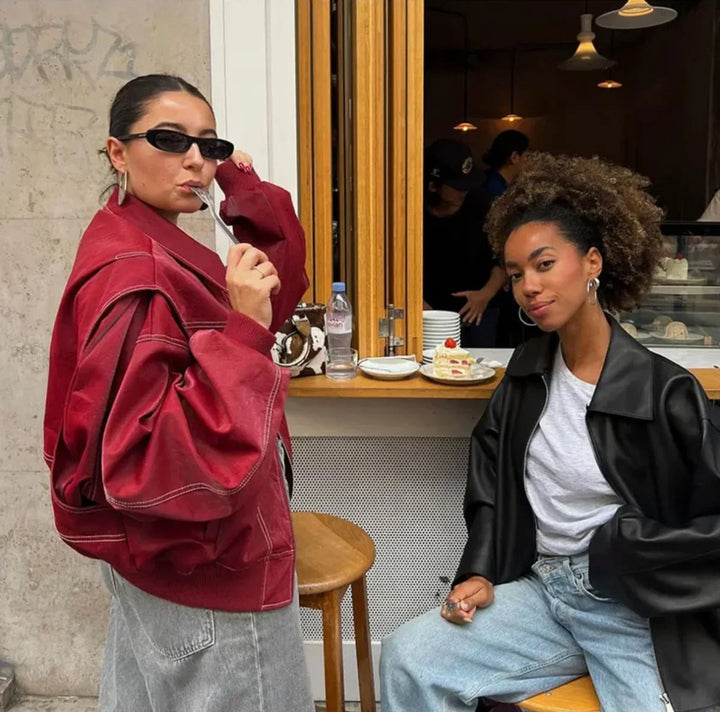 Oversized Quilted Bomber Jacket With Contrast Stitch