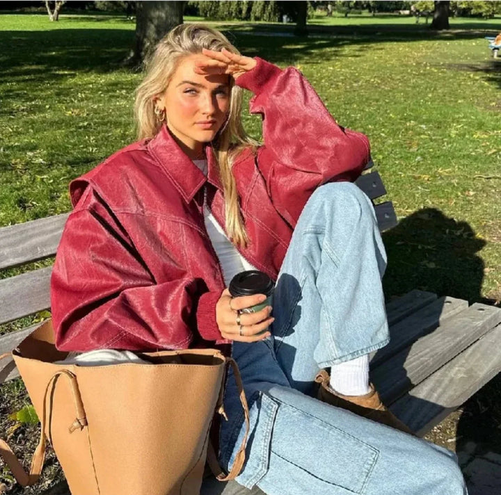 Oversized Quilted Bomber Jacket With Contrast Stitch