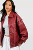 Oversized Quilted Bomber Jacket With Contrast Stitch