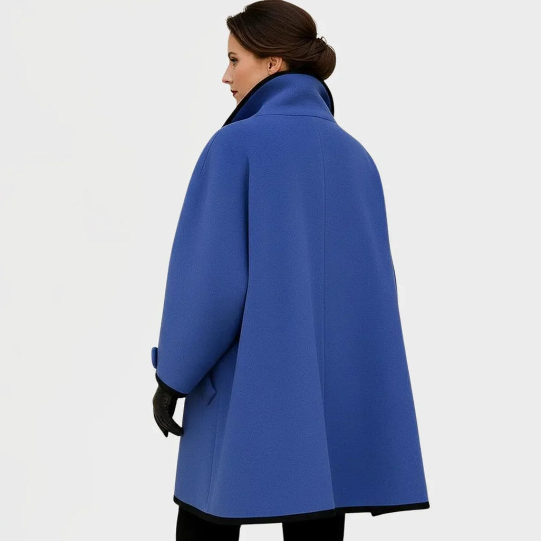 Oversized Wool-Blend Coat with Contrast Trim