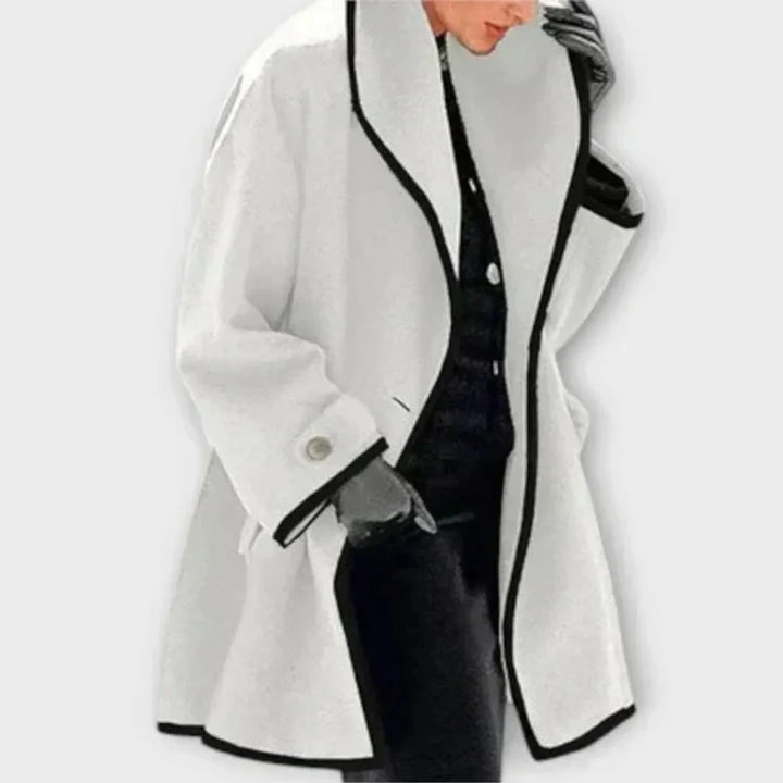 Oversized Wool-Blend Coat with Contrast Trim