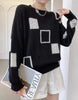 Patchwork Crew Neck Knit Sweater