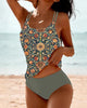 Floral Print Tankini Set with High-Waisted Briefs
