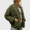 Quilted Denim-Style Jacket with Stand-Up Collar