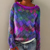 Relaxed Fit Diamond Pattern Knit Sweater