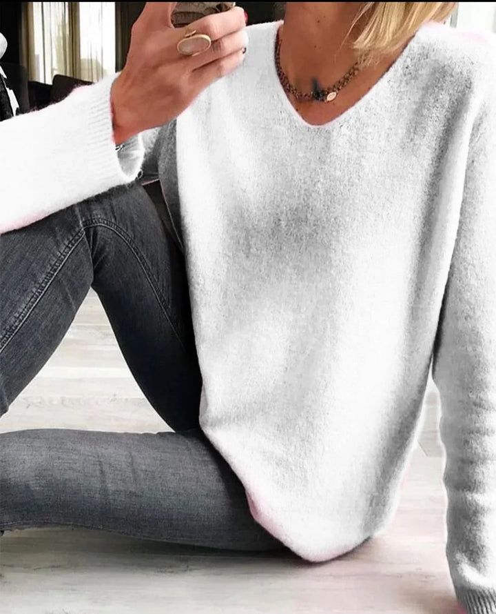 Relaxed Fit V-Neck Knit Sweater