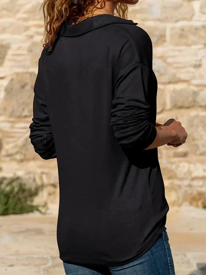Women's Relaxed Fit Knit Sweater with Collared Half-Zip
