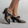 Retro Leather Lace-Up Heels with Cut-Out Detail