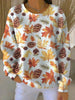 Ribbed Knit Maple Leaf Long Sleeve Tee
