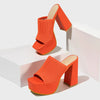 Ribbed Knit Platform Sandals with Block Heel