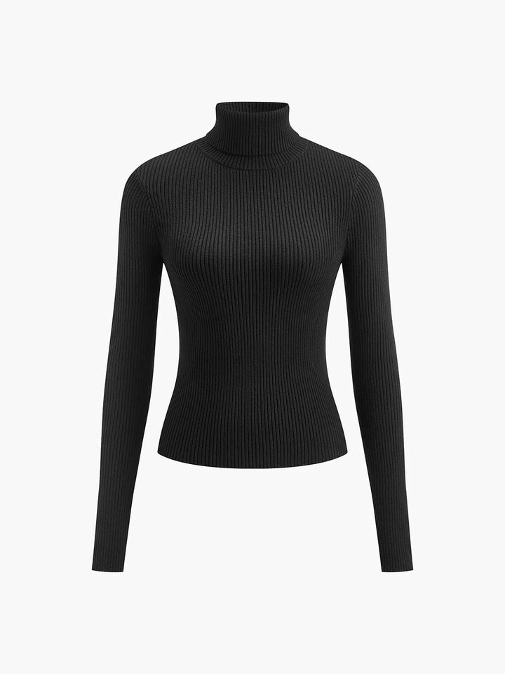 Ribbed Turtleneck Lightweight Knit Jumper