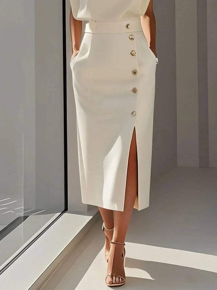 Round Neck Midi Dress with Padded Cap Sleeves