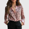 Satin Leopard Print Collared Blouse