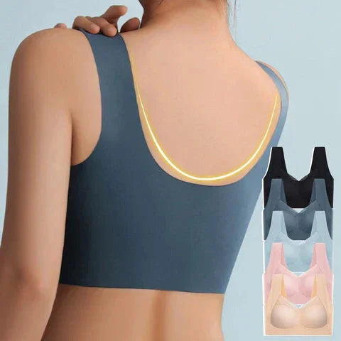 Seamless V-Neckline Bra with Wide Pullover Straps
