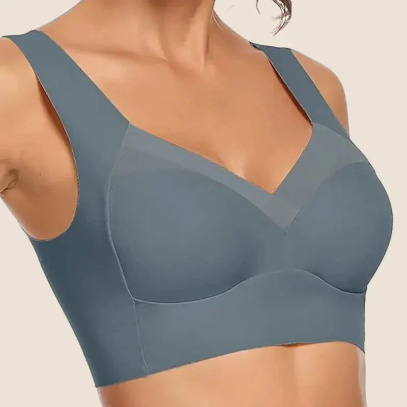 Seamless V-Neckline Bra with Wide Pullover Straps