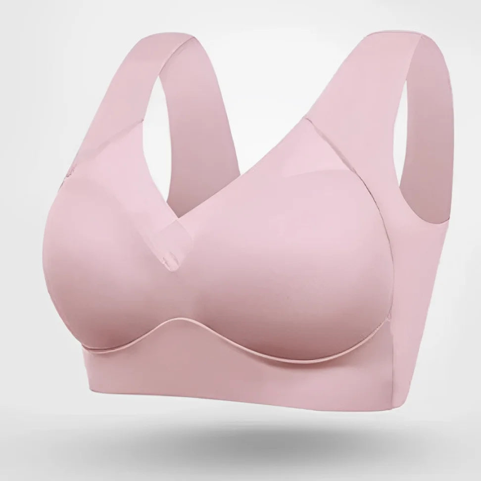 Seamless V-Neckline Bra with Wide Pullover Straps
