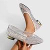 Sheer Lace Pointed-Toe Flats with Block Heel