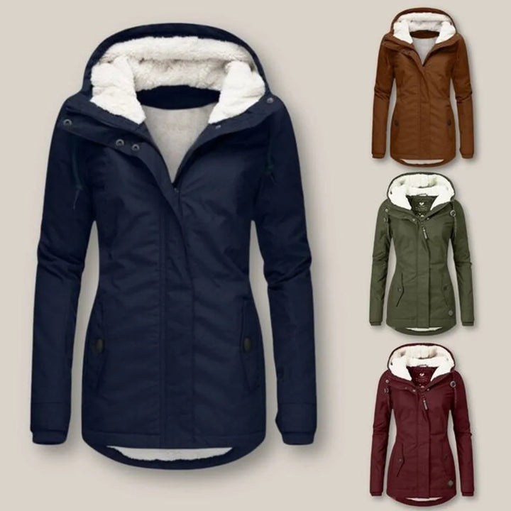 Sherpa-Lined Hooded Quilted Winter Coat