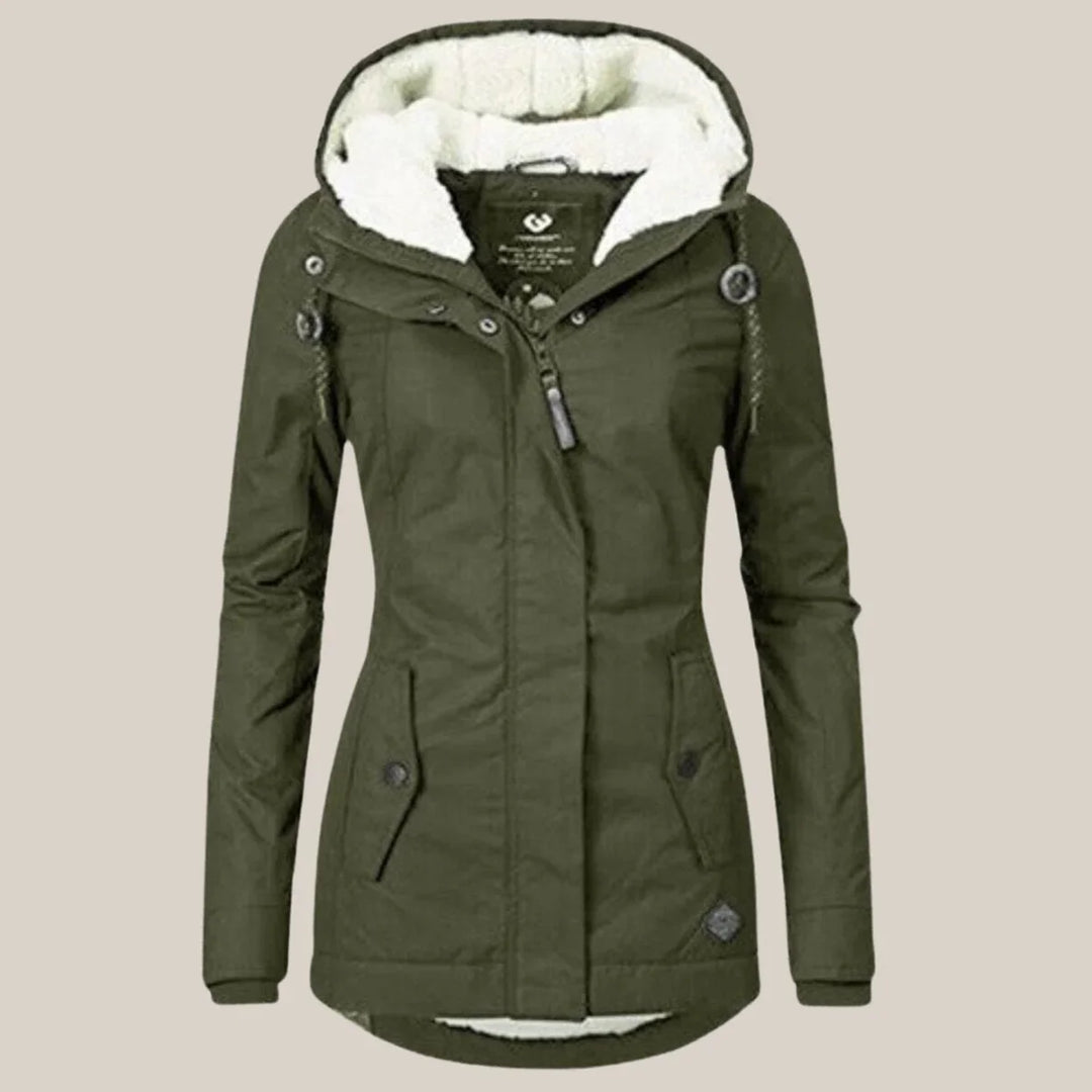 Sherpa-Lined Hooded Quilted Winter Coat