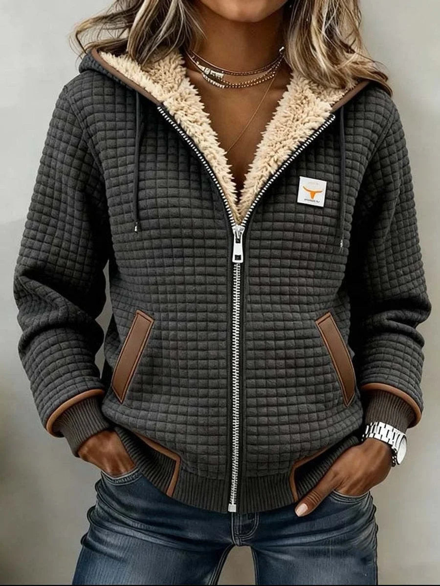 Sherpa-Lined Quilted Hooded Jacket
