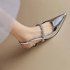 Crystal Strap Pointed-Toe Slingback Pumps