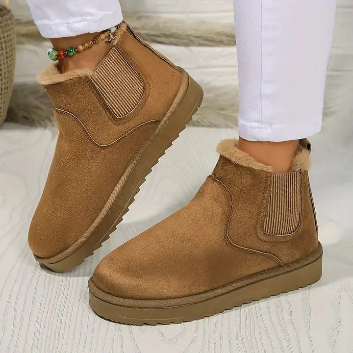 Women's Faux Suede Short Boots with Faux Fur Lining