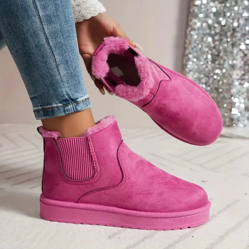 Women's Faux Suede Short Boots with Faux Fur Lining