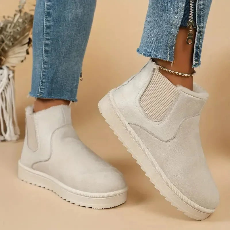 Women's Faux Suede Short Boots with Faux Fur Lining