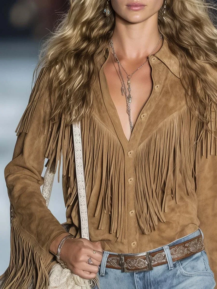 Suede Fringe Western Shirt