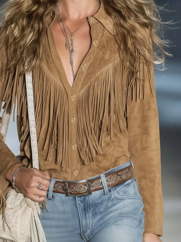 Suede Fringe Western Shirt