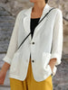 Women's Tailored Linen Blazer with 3/4 Sleeves